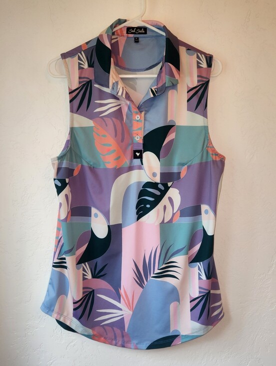 Bad Birdie Tops - Bad Birdie Monstera Polo Tank